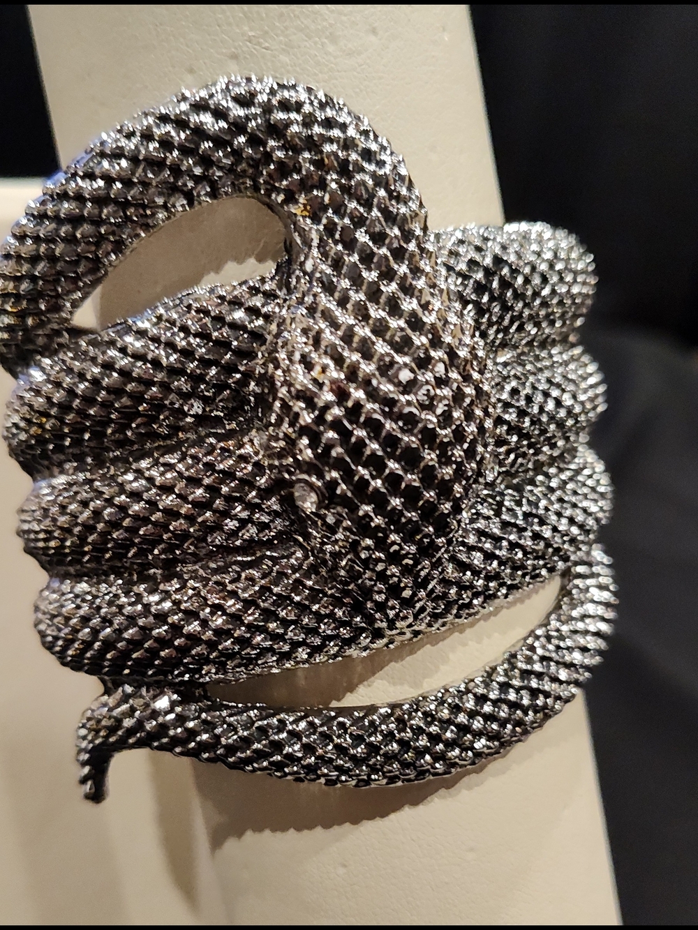 Sparkling Silver Snake Wrap Cuff Bracelet